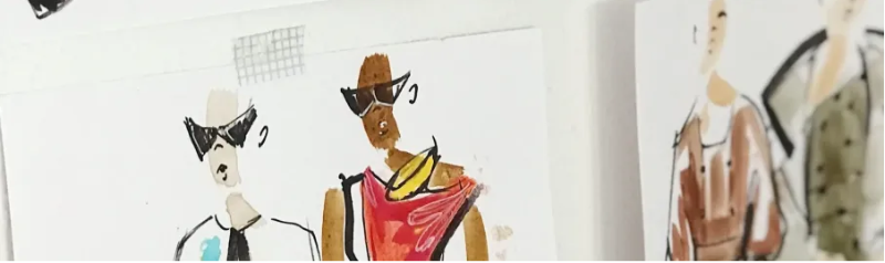 illustration of fashion models wearing sunglasses