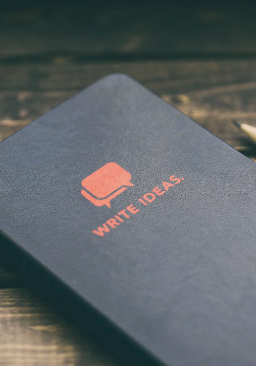 journals with the the words write ideas