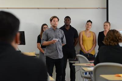 students presenting a group speech