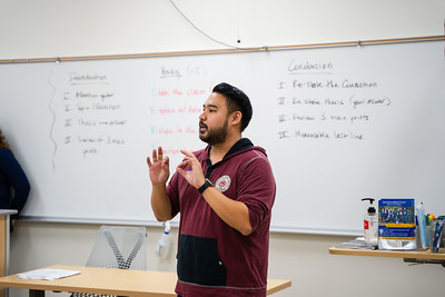 philosophy student giving a speech