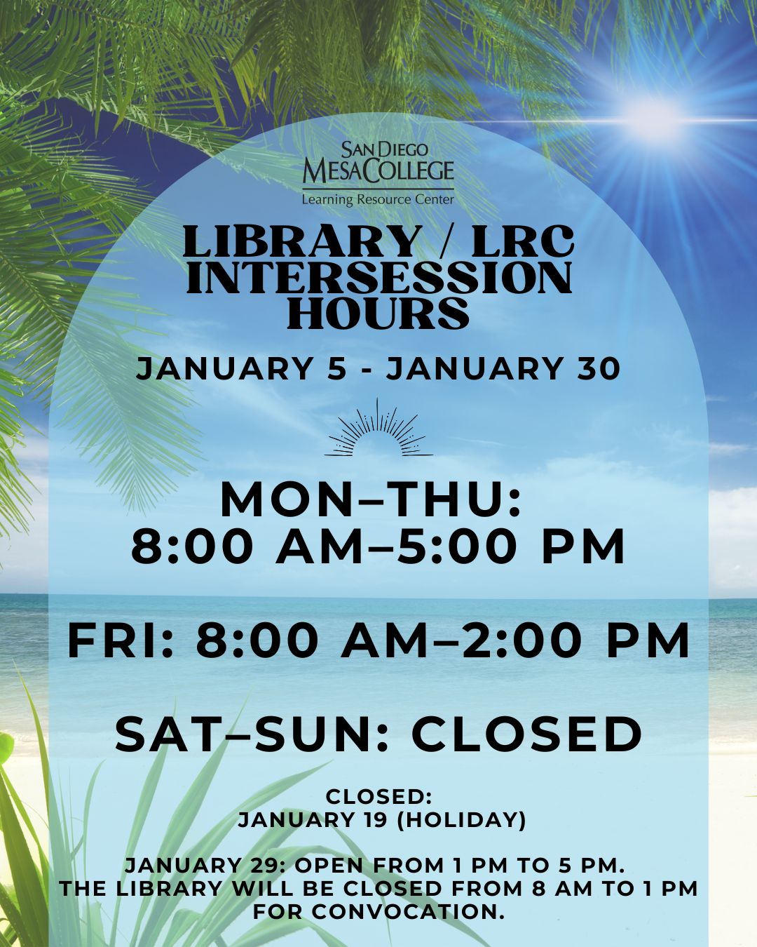 Intersession Hours Intersession Hours with beach background